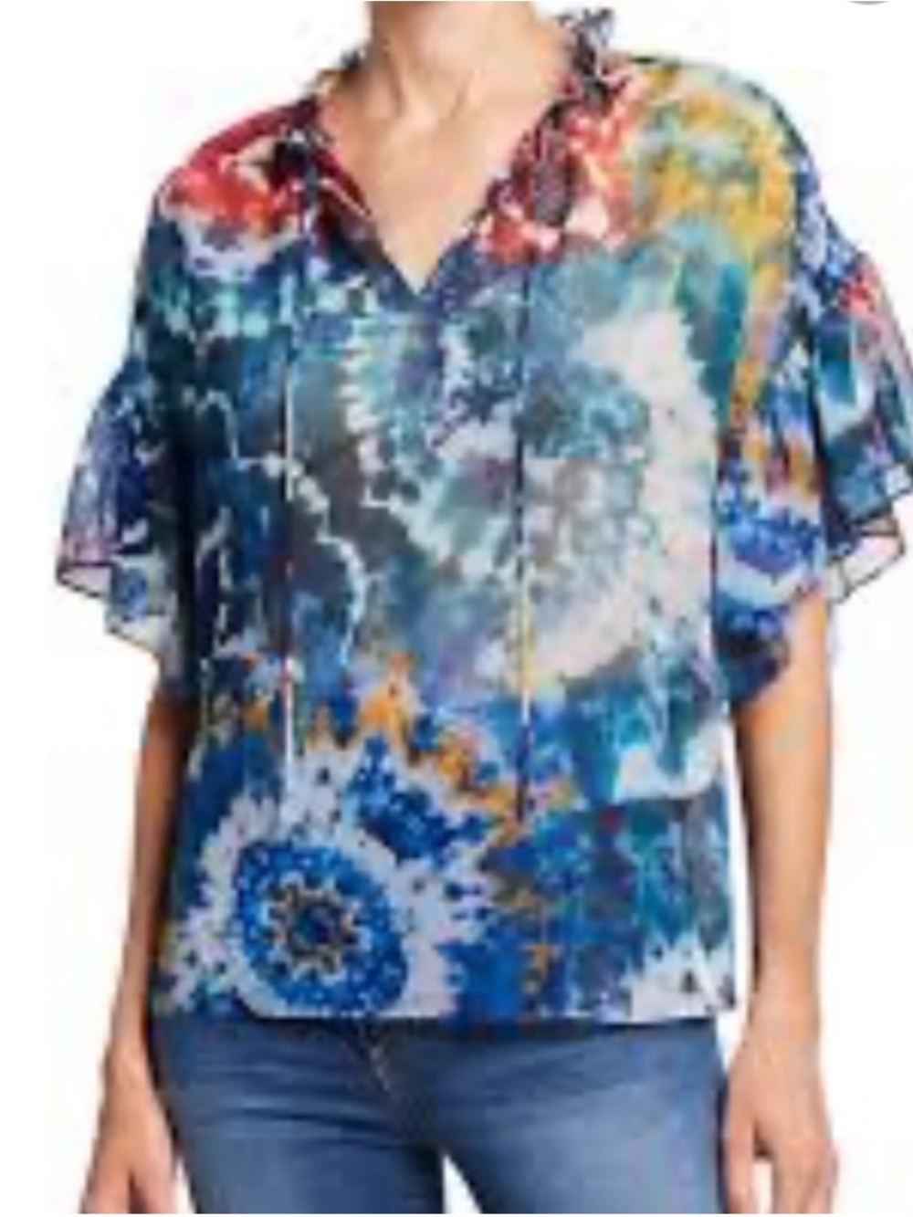 Alice +Olivia Top Womens Small By Stacey Bendet Julius tie dye Kaleidoscope